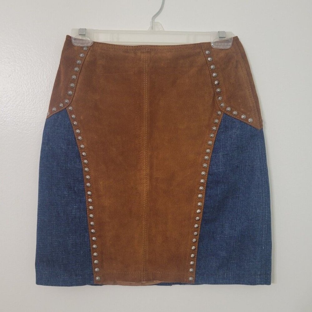 Cripple Creek Denim Suede Studded Skirt - Size Small
